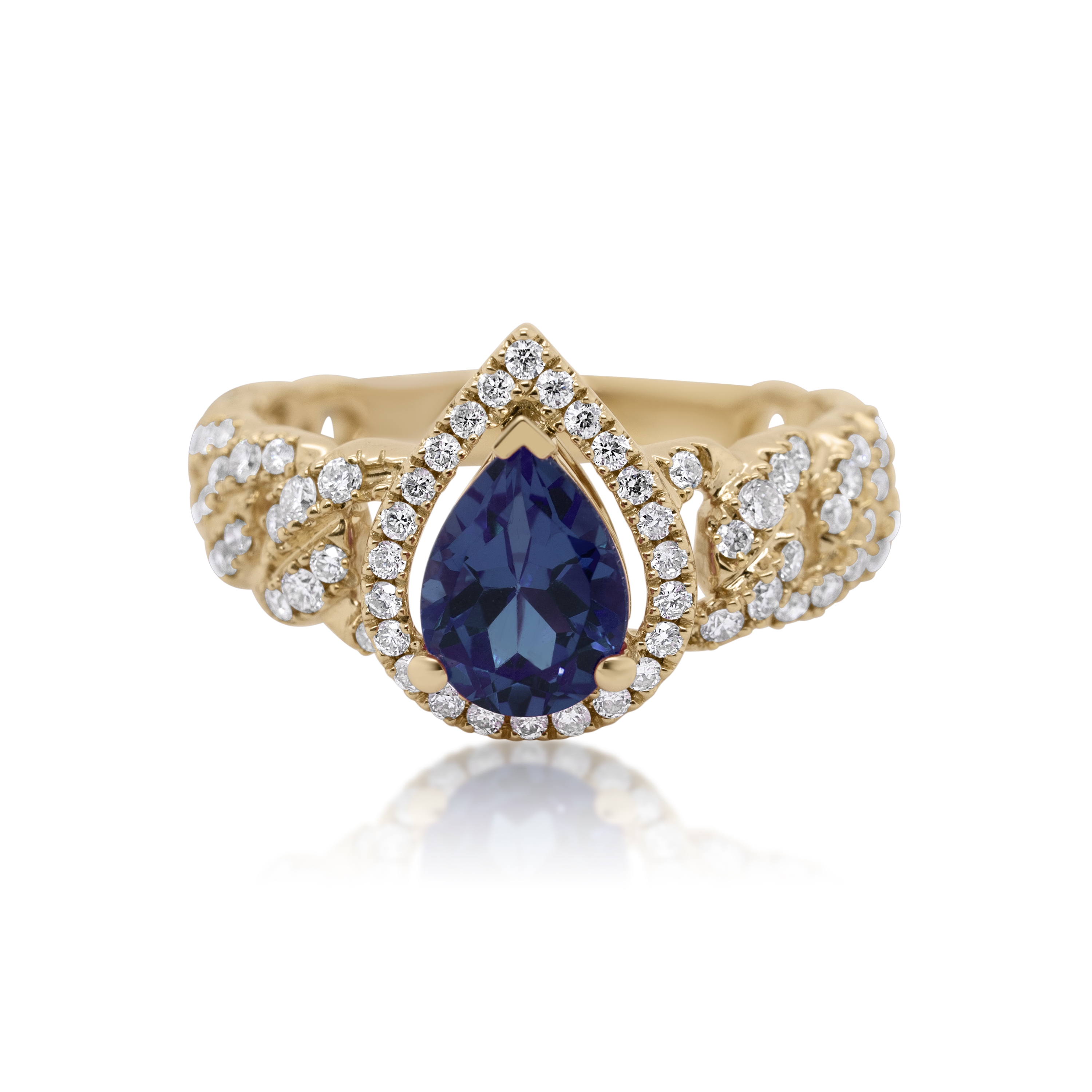 Diamond Ring 0.55 ct. 14K Yellow Gold Blue